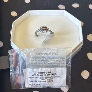 Elegant Brown Tourmaline Ring with Cubic Zirconia Accents BP